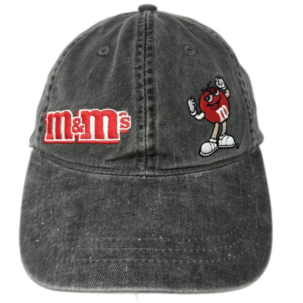 M&M's World Baseball Cap Gray One Size All Over Red Character Embroidered Hat